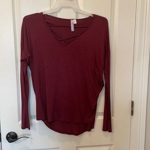 Maroon long sleeve shirt